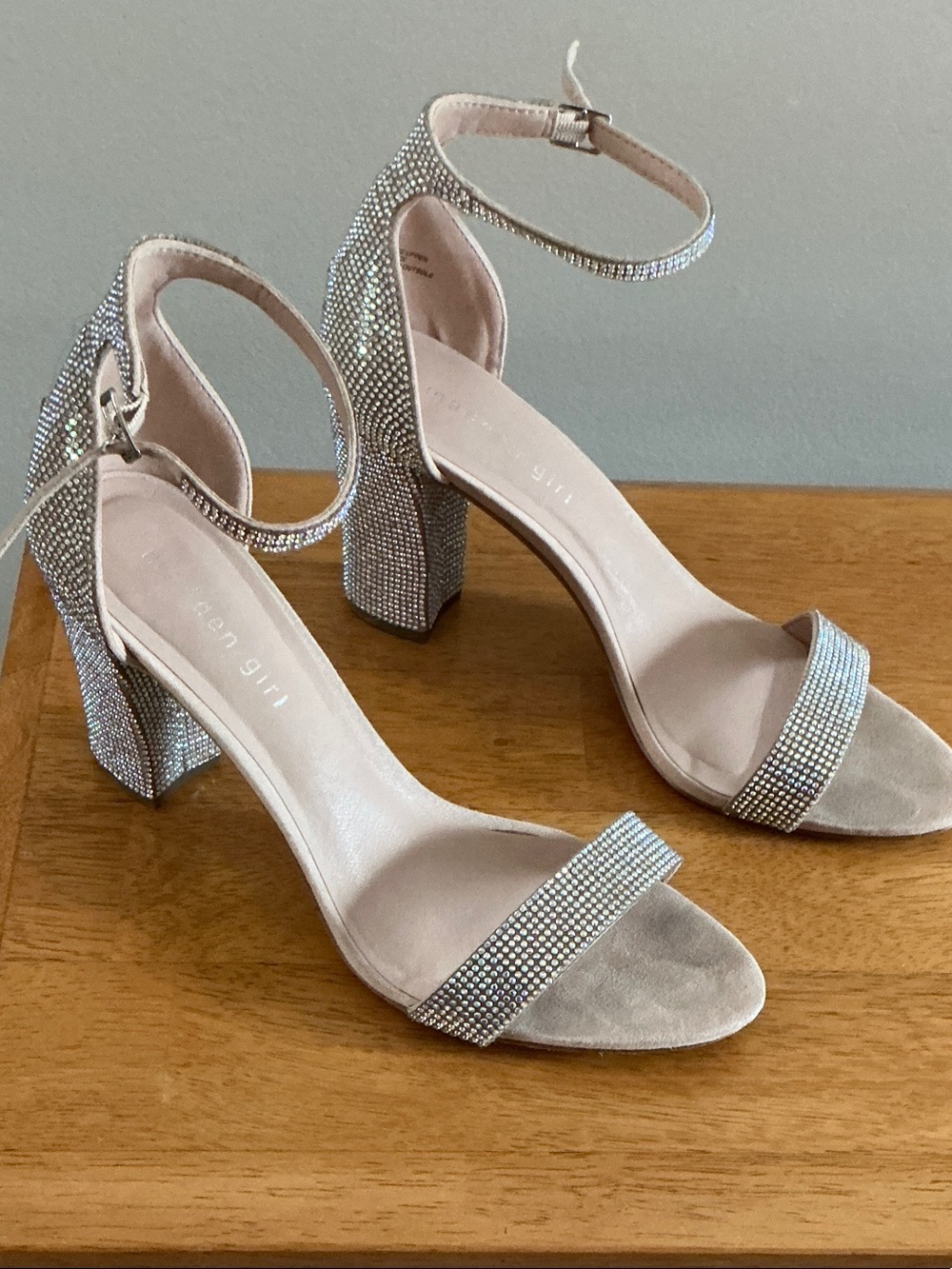 Women’s Madden Girl Rhinestone Ankle-Strap Block Heel Sandals, Size 10